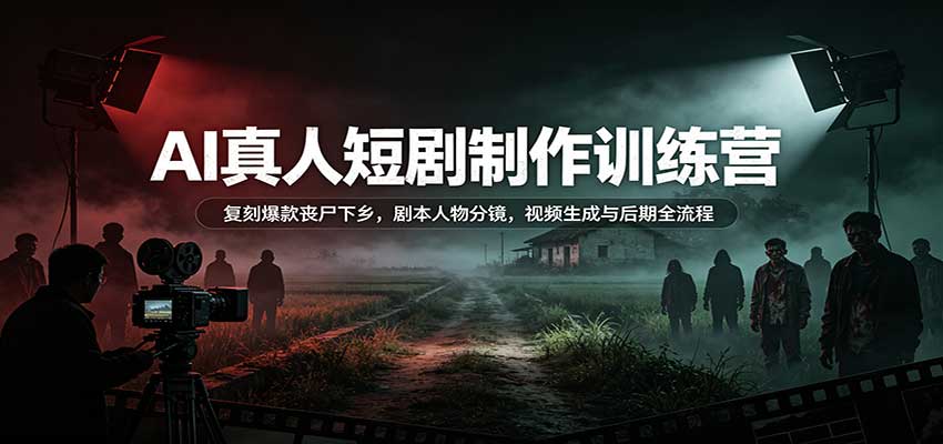 AI真人短剧制作训练营：复刻爆款丧尸下乡，剧本人物分镜，视频生成与后期全流程-我爱项目网