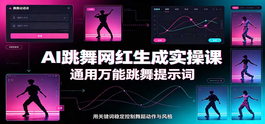 AI跳舞网红生成实操课:通用万能跳舞提示词,多模型适配,人物舞蹈视频制作全套教学-我爱项目网