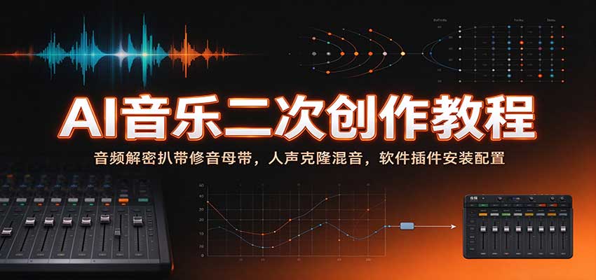 AI音乐二次创作教程：音频解密扒带修音母带，人声克隆混音，软件插件安装配置-我爱项目网