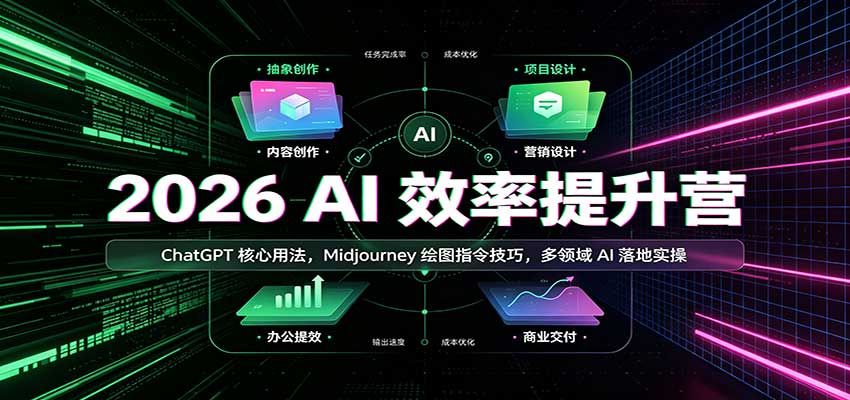 2026 AI效率提升营：ChatGPT核心用法，Midjourney绘图指令技巧，多领域AI落地实操-我爱项目网