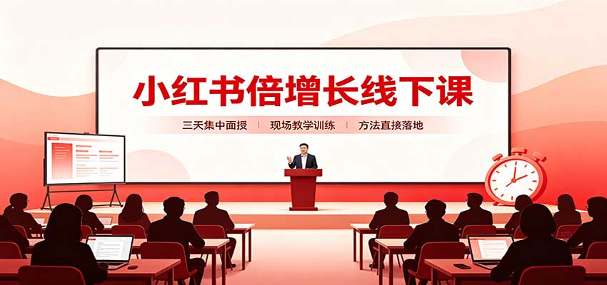 小红书倍增长线下课：三天集中面授，拆解选品、素材制作与起号全链路-我爱项目网