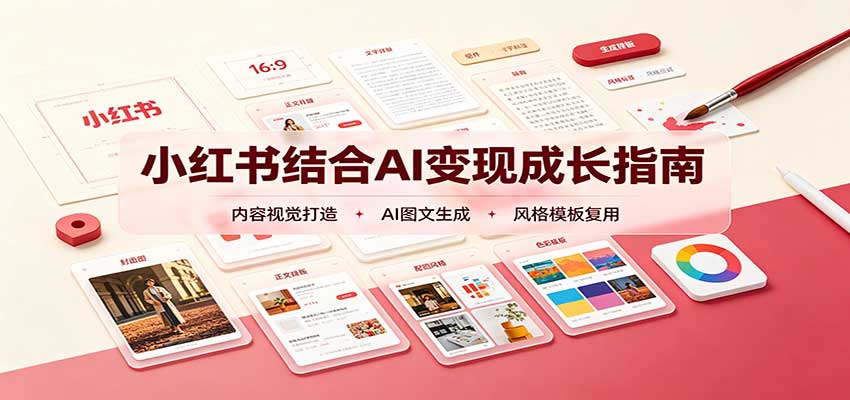 小红书结合AI变现成长指南：账号精准定位，内容视觉打造，搭建可复制流量获客体系-我爱项目网