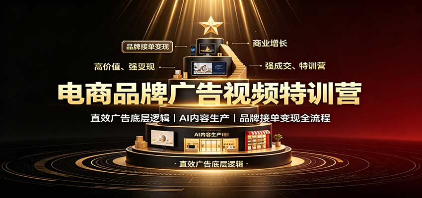 电商品牌广告视频特训：直效广告底层逻辑，AI内容生产，品牌接单变现全流程-我爱项目网