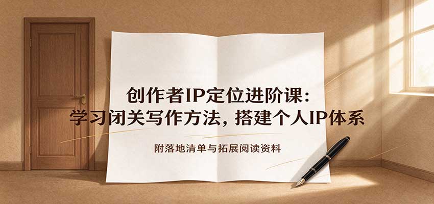 创作者IP定位进阶课：学习闭关写作方法，搭建个人IP体系，附落地清单与拓展阅读资料-我爱项目网