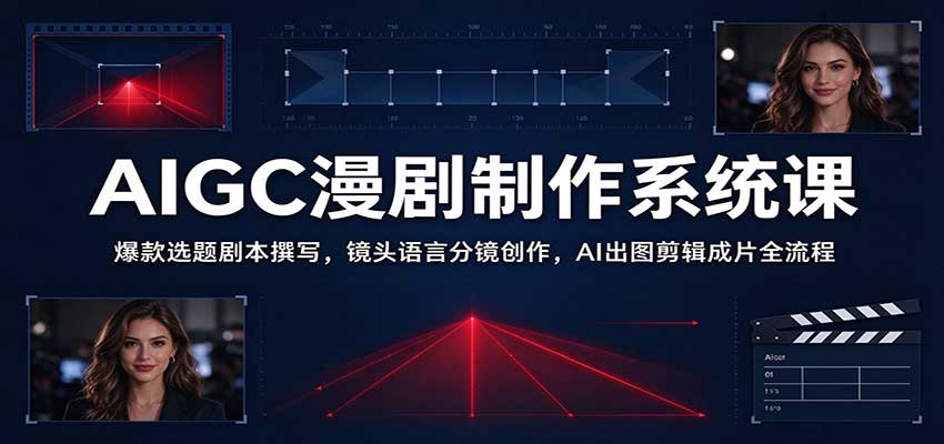 AIGC漫剧制作系统课：爆款选题剧本撰写，镜头语言分镜创作，AI出图剪辑成片全流程-我爱项目网