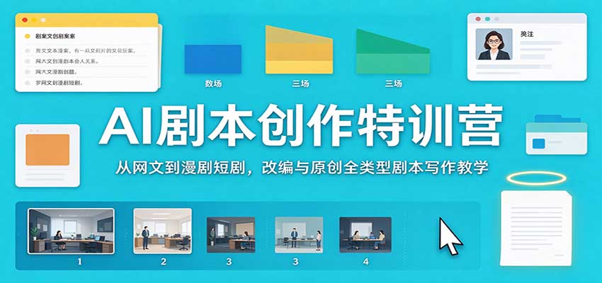 AI剧本创作特训营：从网文到漫剧短剧，改编与原创全类型剧本写作教学-我爱项目网