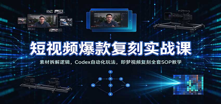 短视频爆款复刻实战课：素材拆解逻辑，Codex自动化玩法，即梦视频复刻全套SOP教学-我爱项目网