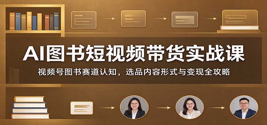 AI图书短视频带货实战课：视频号图书赛道认知，选品内容形式与变现全攻略-我爱项目网