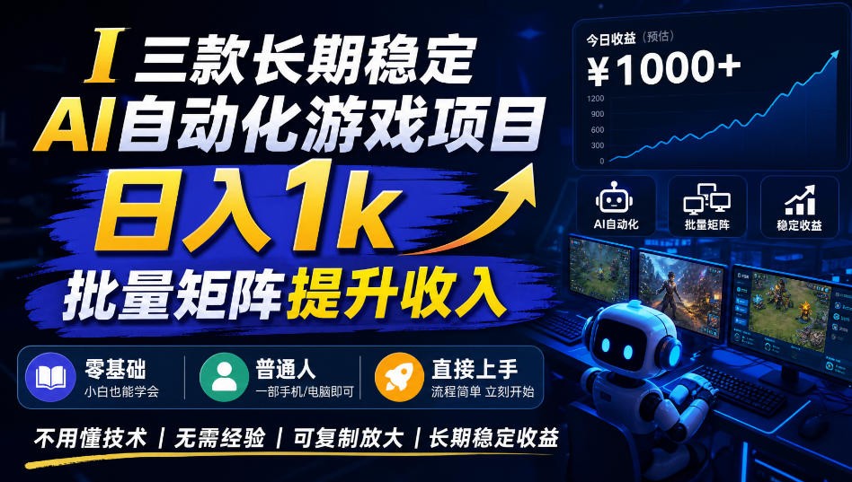 AI自动化游戏，日入千元，稳定运行三年！-我爱项目网