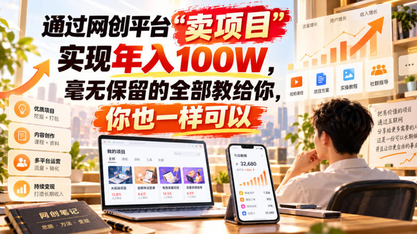 通过网创平台“卖项目”实现年入百万,毫无保留的全部教给你!-我爱项目网
