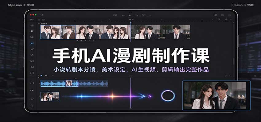 手机AI漫剧制作课：小说转剧本分镜，美术设定，AI生视频，剪辑输出完整作品-我爱项目网