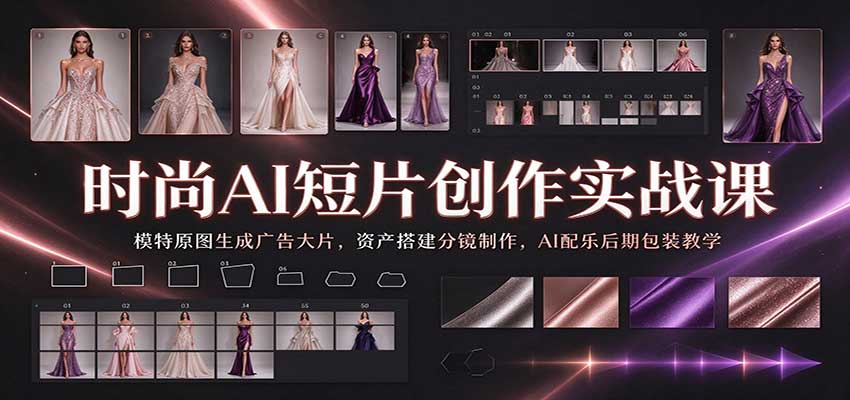 时尚AI短片创作实战课：模特原图生成广告大片，资产搭建分镜制作，AI配乐后期包装教学-我爱项目网