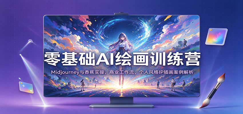 零基础AI绘画训练营:Midjourney与香蕉实操,商业工作流,个人风格IP插画案例解析-我爱项目网
