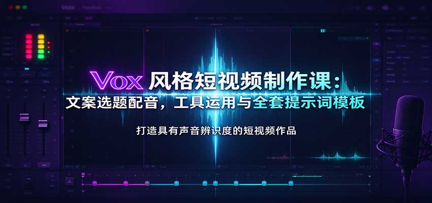 Vox风格短视频制作课：文案选题配音，工具运用与全套提示词模板-我爱项目网