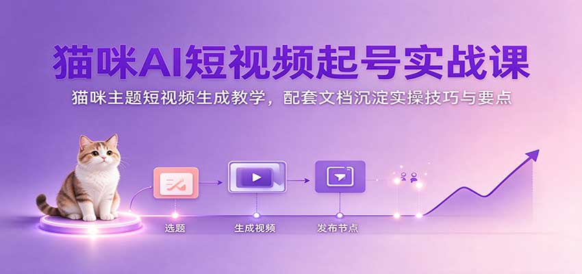 猫咪AI短视频起号实战课：猫咪主题短视频生成教学，配套文档沉淀实操技巧与要点-我爱项目网