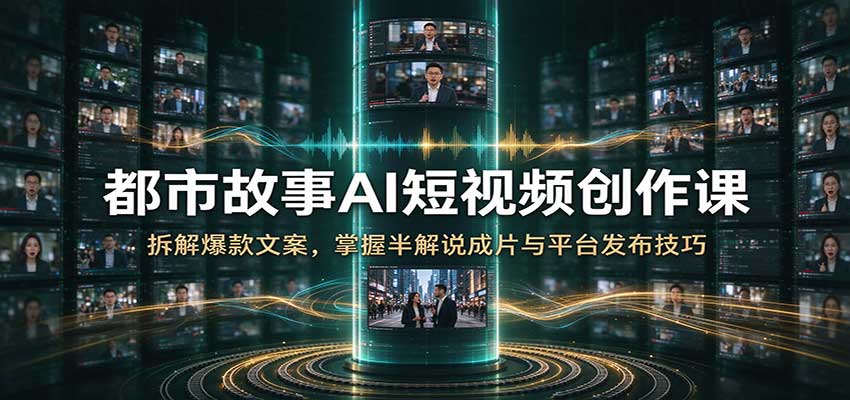 都市故事AI短视频创作课：拆解爆款文案，掌握半解说成片与平台发布技巧-我爱项目网