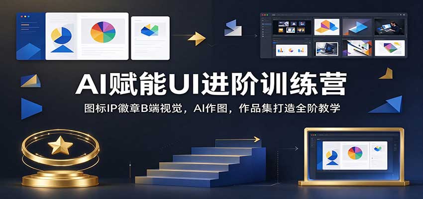 AI赋能UI进阶训练营:图标IP徽章B端视觉,AI作图,作品集打造全阶教学-我爱项目网