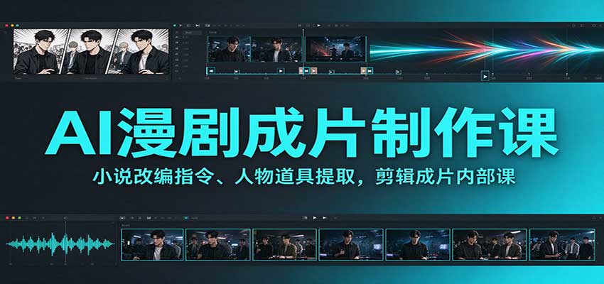 AI漫剧成片制作课:小说改编指令、人物道具提取,剪辑成片全流程-我爱项目网