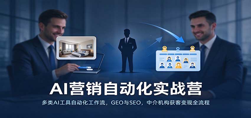 AI营销自动化实战营：多类AI工具自动化工作流，GEO与SEO，中介机构获客变现全流程-我爱项目网