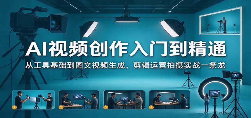 AI视频创作入门到精通：从工具基础到图文视频生成，剪辑运营拍摄实战一条龙-我爱项目网