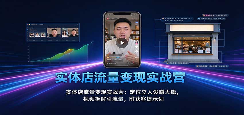 实体店流量变现实战营：定位立人设赚大钱，视频拆解引流量，附获客提示词-我爱项目网