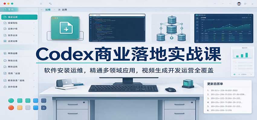 Codex商业落地实战课：软件安装运维，精通多领域应用，视频生成开发运营全覆盖-我爱项目网