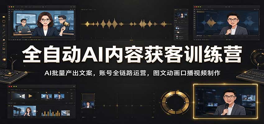 全自动AI内容获客训练营：AI批量产出文案，账号全链路运营，图文动画口播视频制作-我爱项目网