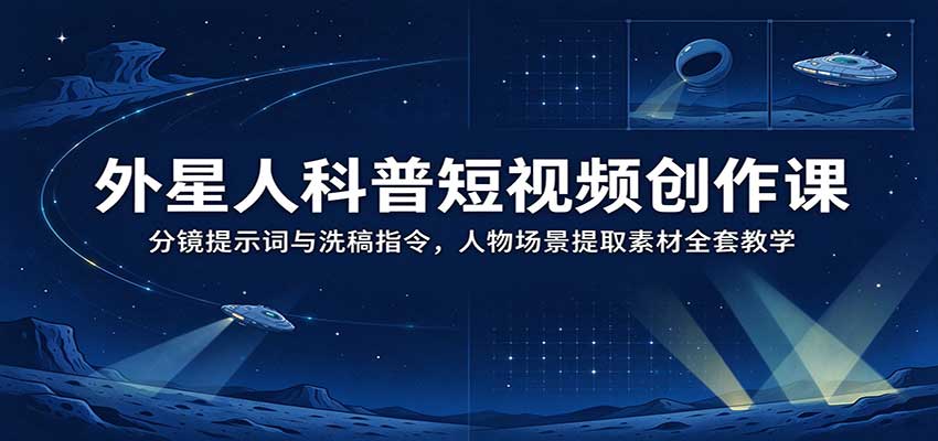 外星人科普短视频创作课：分镜提示词与洗稿指令，人物场景提取素材全套教学-我爱项目网