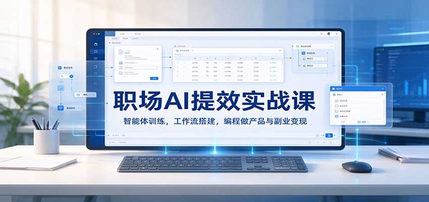 职场AI提效实战课：智能体训练，工作流搭建，编程做产品与副业变现-我爱项目网