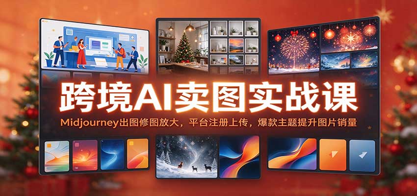 跨境AI卖图实战课：Midjourney出图修图放大，平台注册上传，爆款主题提升图片销量-我爱项目网