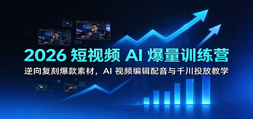 2026短视频AI爆量训练营：逆向复刻爆款素材，AI视频编辑配音与千川投放教学-我爱项目网