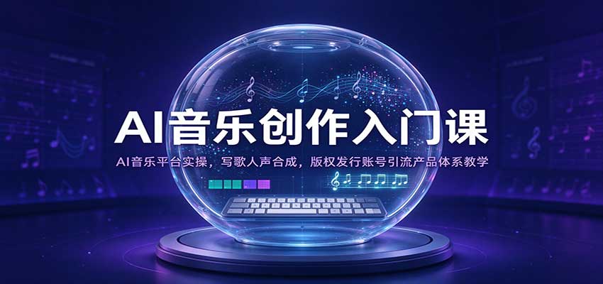 AI音乐创作入门课：AI音乐平台实操，写歌人声合成，版权发行账号引流产品体系教学-我爱项目网