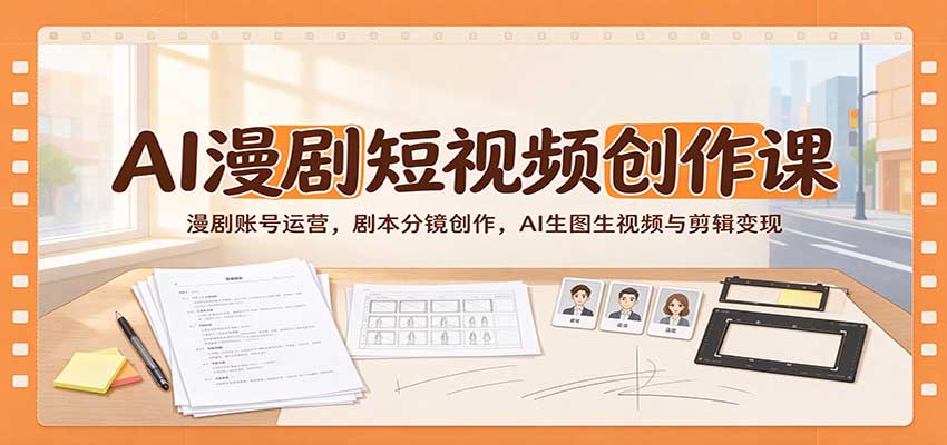 AI漫剧短视频创作课：漫剧账号运营，剧本分镜创作，AI生图生视频与剪辑变现-我爱项目网