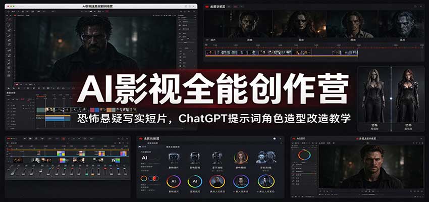 AI影视全能创作营:恐怖悬疑写实短片,ChatGPT提示词角色造型改造教学-我爱项目网