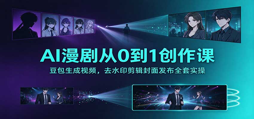 AI漫剧从0到1创作课：豆包生成视频，去水印剪辑封面发布全套实操-我爱项目网
