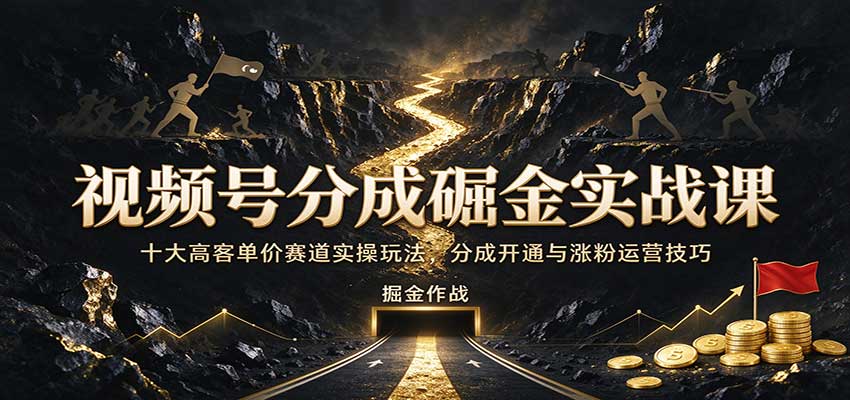 视频号分成掘金实战课:十大高客单价赛道实操玩法,分成开通与涨粉运营技巧-我爱项目网