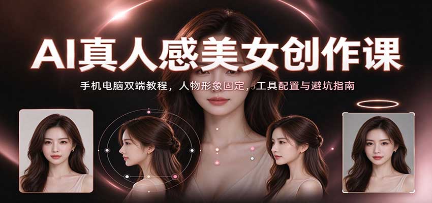 AI真人感美女创作课：手机电脑双端教程，人物形象固定，工具配置与避坑指南-我爱项目网
