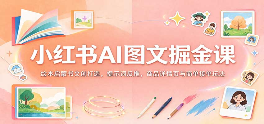 小红书AI图文掘金课：绘本启蒙书文创打造，提示词反推，商品详情页与商单接单玩法-我爱项目网