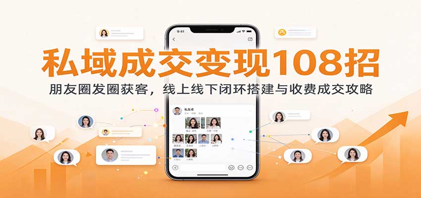 私域成交变现108招:朋友圈发圈获客,线上线下闭环搭建与收费成交攻略-我爱项目网
