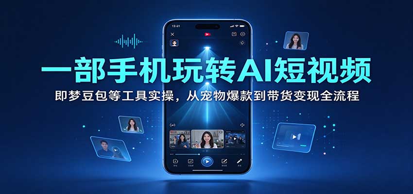 一部手机玩转AI短视频：即梦豆包等工具实操，从宠物爆款到带货变现全流程-我爱项目网