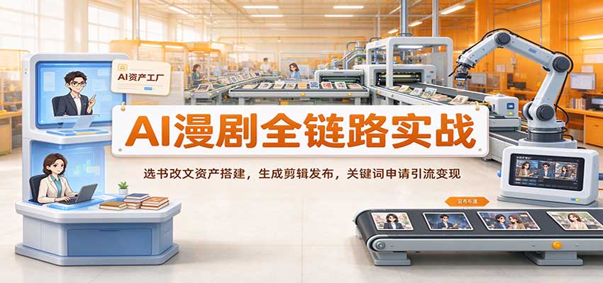 AI漫剧全链路实战：选书改文资产搭建，生成剪辑发布，关键词申请引流变现-我爱项目网