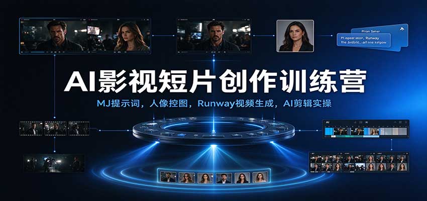 AI影视短片创作训练营：MJ提示词，人像控图，Runway视频生成，AI剪辑实操-我爱项目网