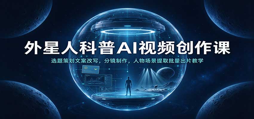 外星人科普AI视频创作课：选题策划文案改写，分镜制作，人物场景提取批量出片教学-我爱项目网