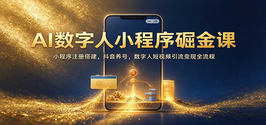 AI数字人小程序掘金课:小程序注册搭建,抖音养号,数字人短视频引流变现全流程-我爱项目网