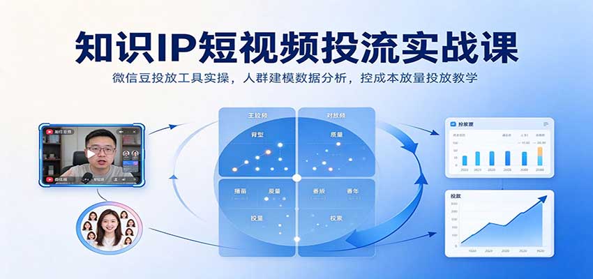 知识IP短视频投流实战课：微信豆投放工具实操，人群建模数据分析，控成本放量投放教学-我爱项目网