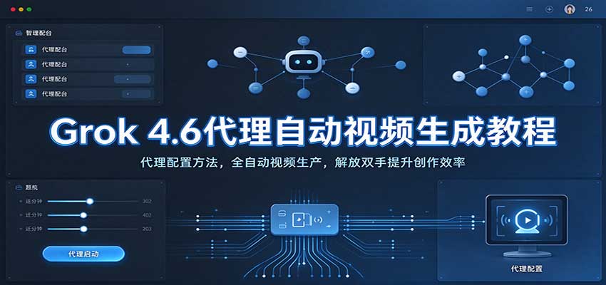Grok 4.6代理自动视频生成教程:代理配置方法,全自动视频生产,解放双手提升创作效率-我爱项目网