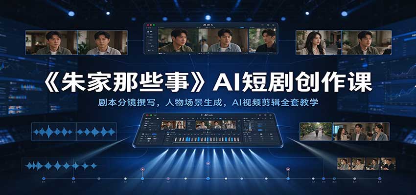 《朱家那些事》AI短剧创作课：剧本分镜撰写，人物场景生成，AI视频剪辑全套教学-我爱项目网
