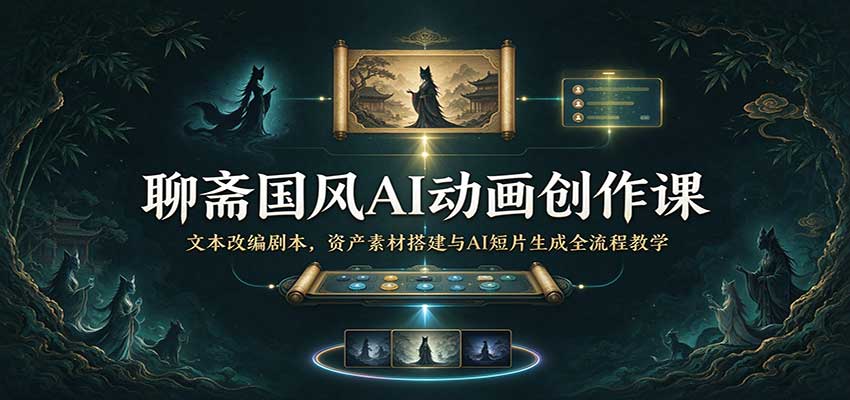聊斋国风AI动画创作课：文本改编剧本，资产素材搭建与AI短片生成全流程教学-我爱项目网