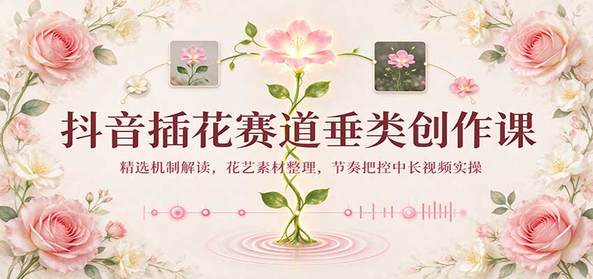 抖音插花赛道垂类创作课：精选机制解读，花艺素材整理，节奏把控中长视频实操-我爱项目网