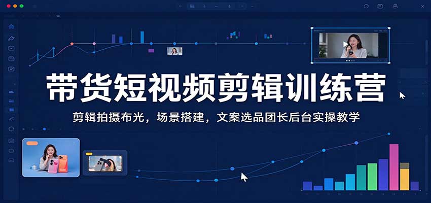 带货短视频剪辑训练营：剪辑拍摄布光，场景搭建，文案选品团长后台实操教学-我爱项目网